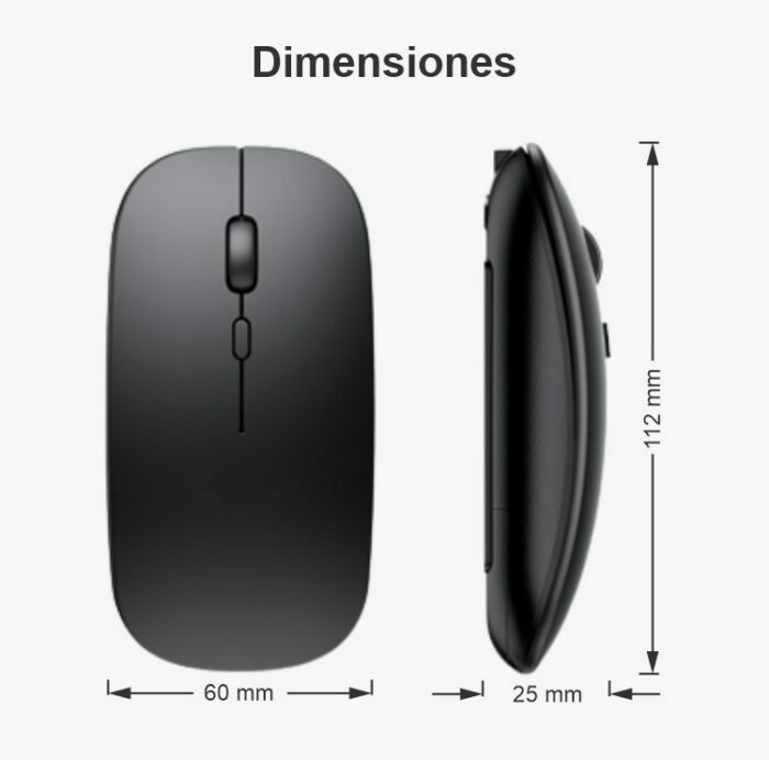 Mouse Inalámbrico Bluetooth + 2.4G Dimensiones